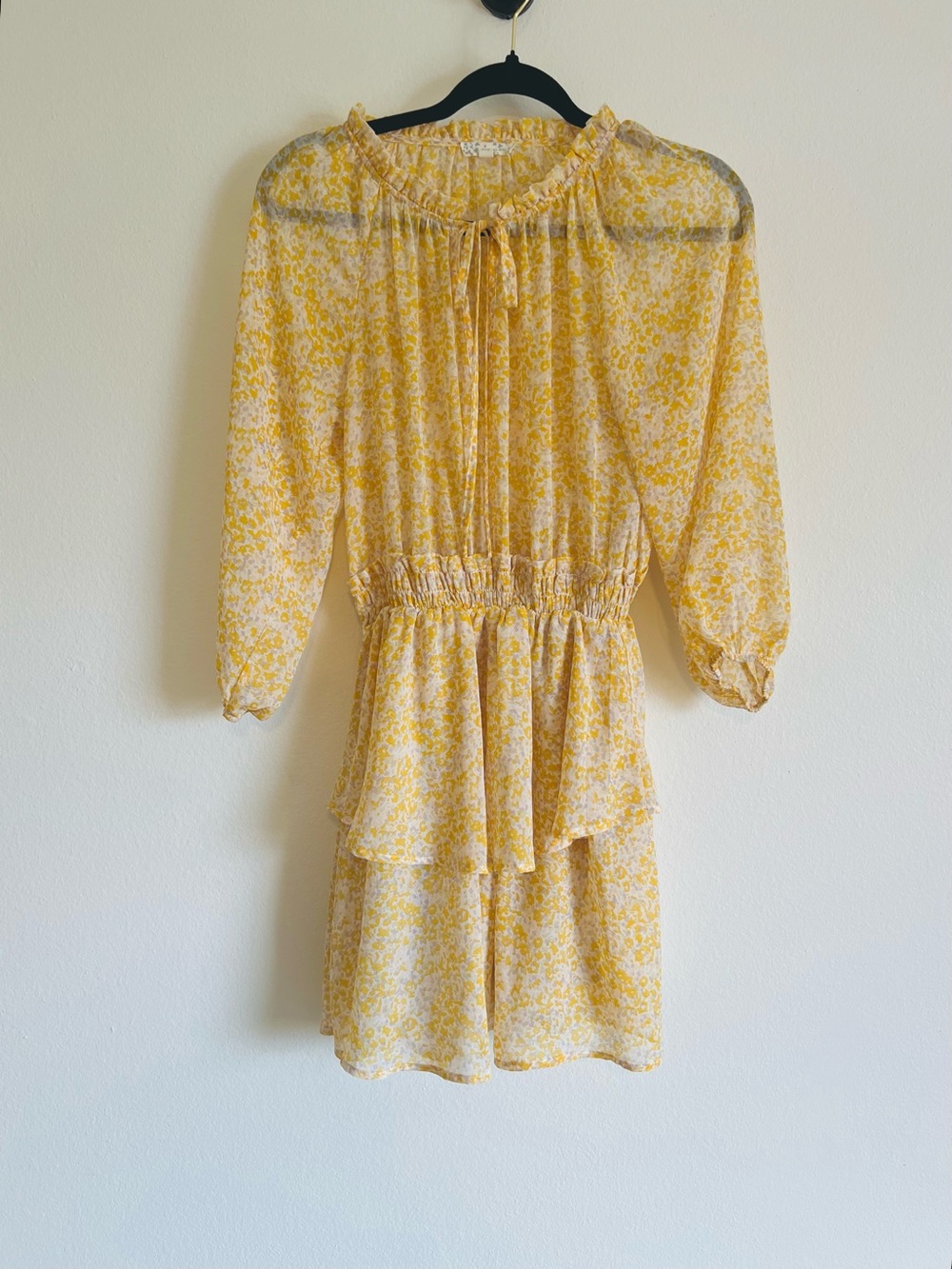 Endless Blu Yellow Floral Tiered Peasant Dress
